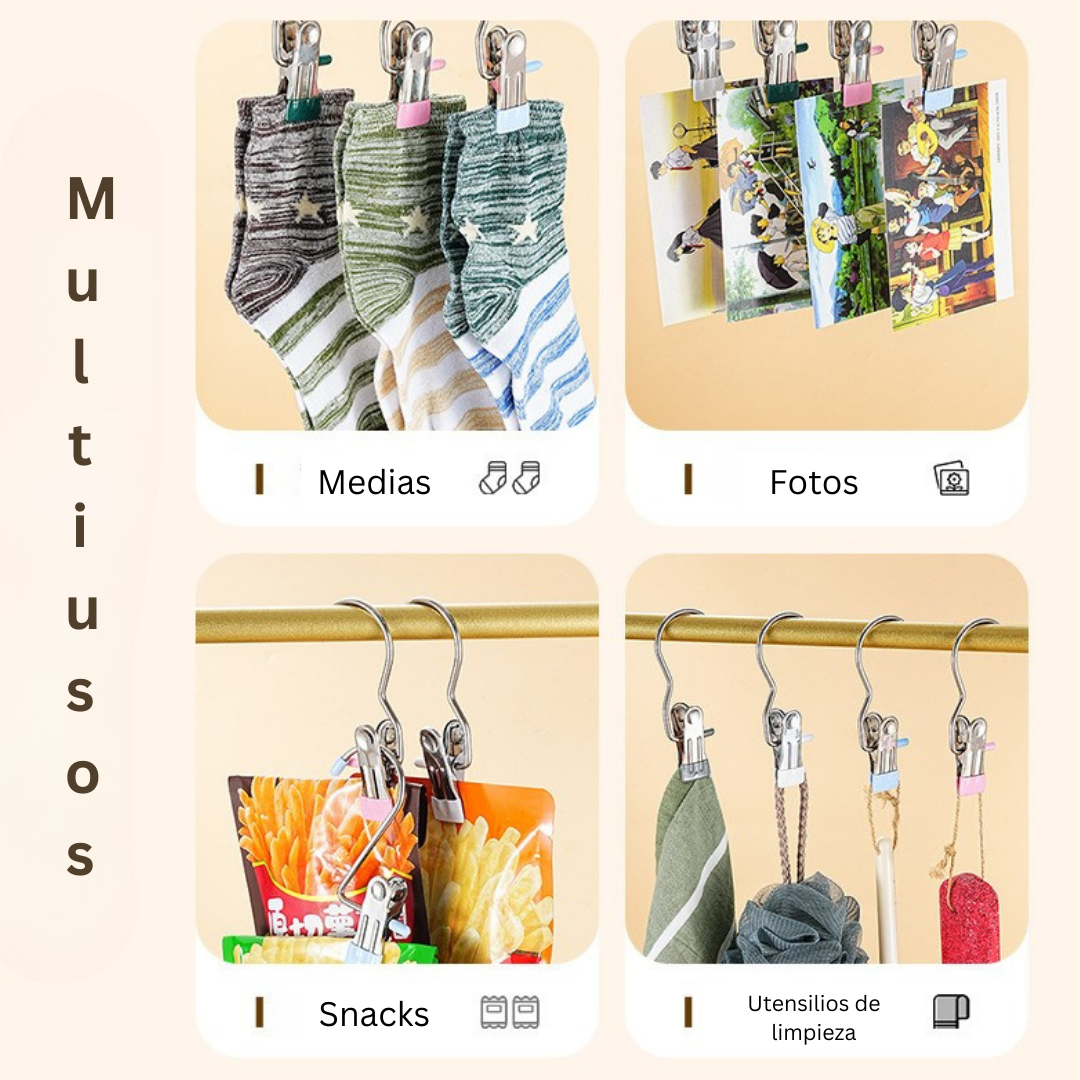 ClipHangerPro™- Set de 5 Ganchos Colgadores Multiusos en color Blanco