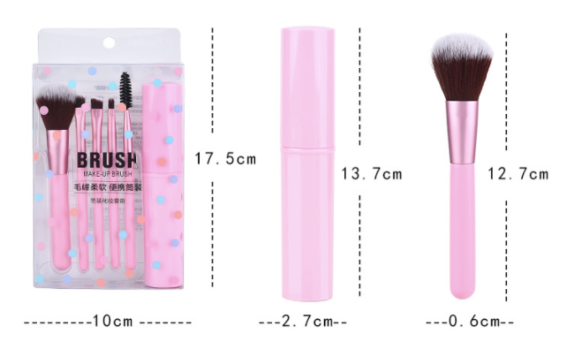 Set de 5 brochas para maquillaje con estuche viajero
