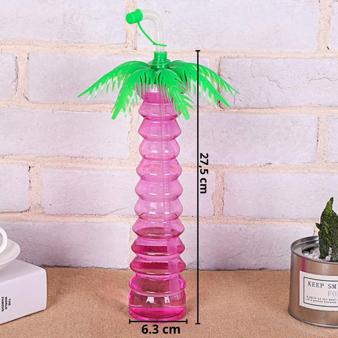 Pack de 4 Botellas de agua de 900 ml con forma de palmera de coco para niños