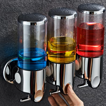 Soap Trinity Dispenser - Dispensador de gel de baño de tres cabezales con varilla de tracción en color Blanco