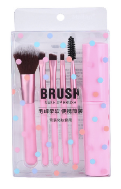 Set de 5 brochas para maquillaje con estuche viajero