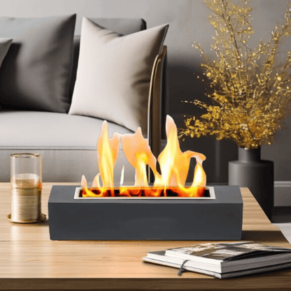 FireStone - Centro de Llama de Mesa de Hormigón con Estilo Minimalista