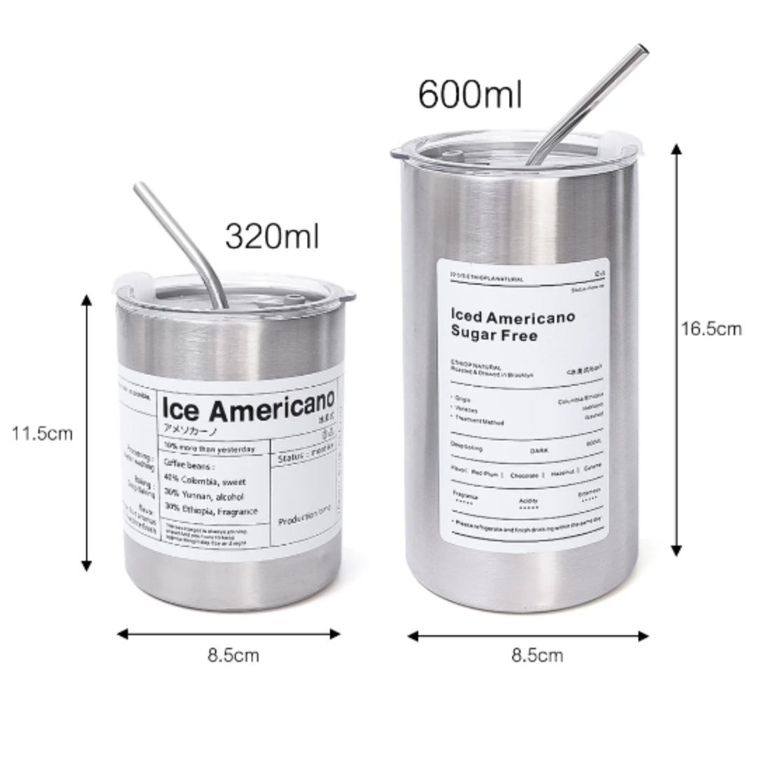 SteelMug™ - Termo de Café de Doble Capa en Acero Inoxidable con Tapa para Bebidas Frías y Calientes