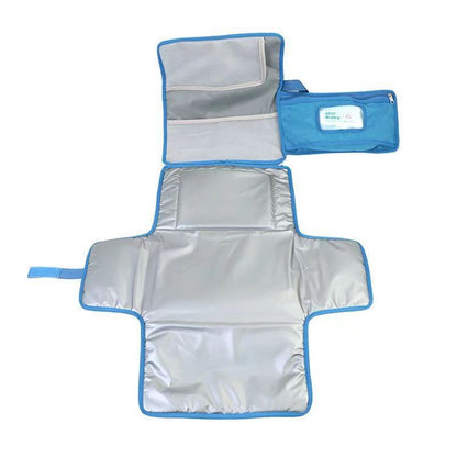 DiaperEase- Cambiador portátil de pañales con compartimiento para toallas húmedas en color Azul