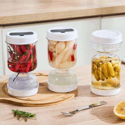 PickleMate - Tarro Separador de Pepinillos Secos y Húmedos para un Servicio sin Esfuerzo