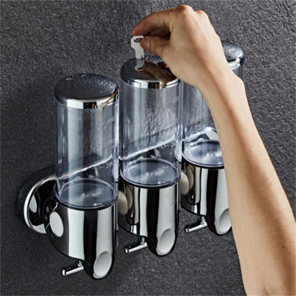 Soap Trinity Dispenser - Dispensador de gel de baño de tres cabezales con varilla de tracción en color Blanco