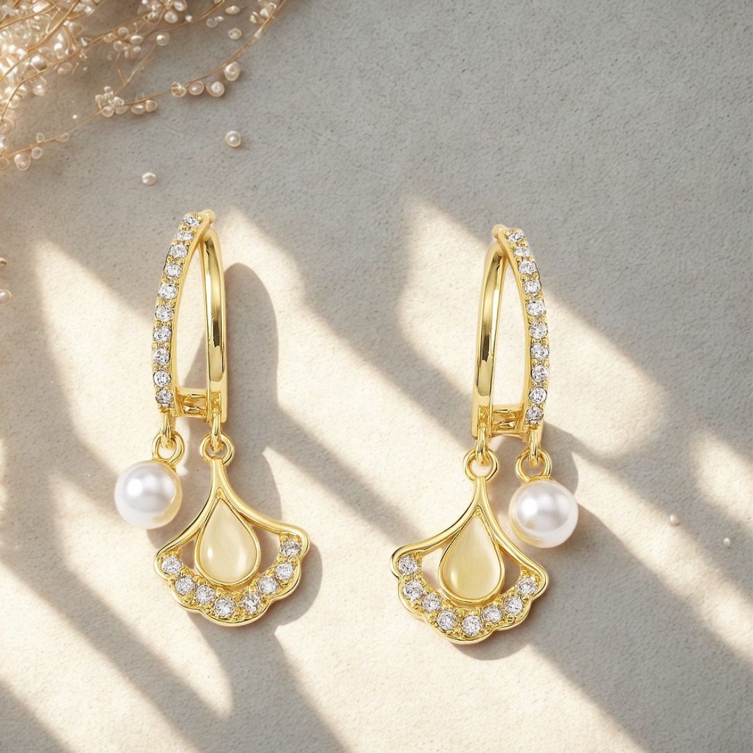 Twinkle Touch™ – Pendientes de Germanio Elegantes con Perlas y Brillantes para Mujer Sofisticada