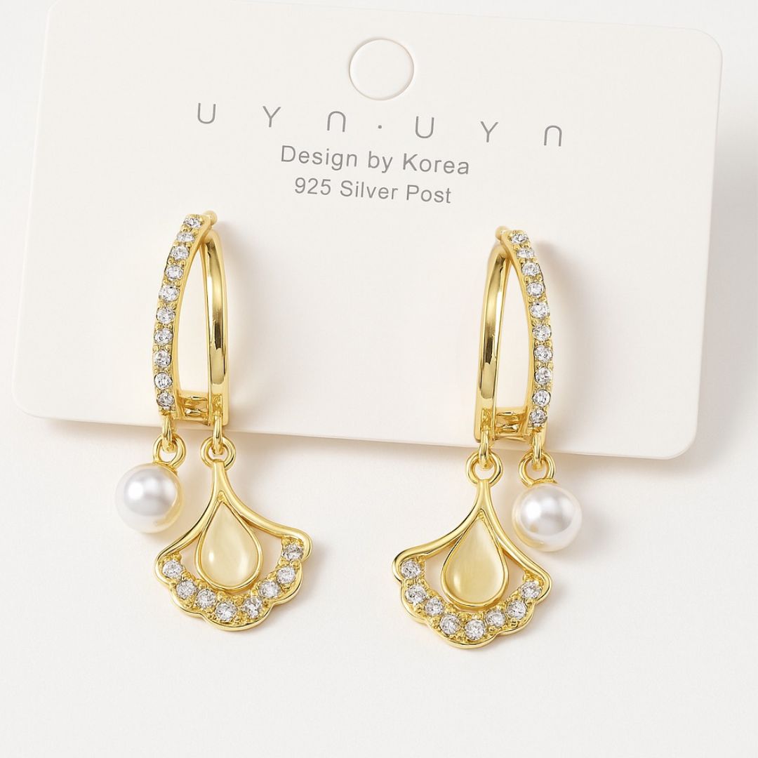 Twinkle Touch™ – Pendientes de Germanio Elegantes con Perlas y Brillantes para Mujer Sofisticada