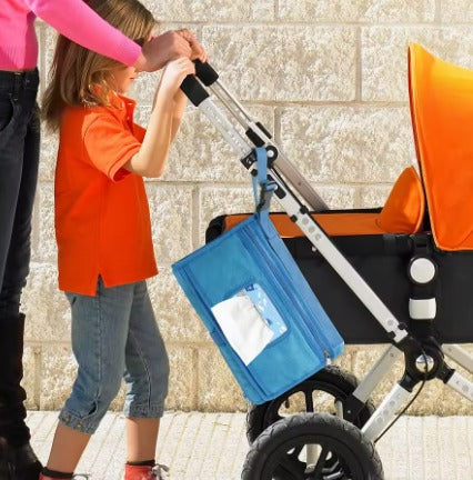 DiaperEase- Cambiador portátil de pañales con compartimiento para toallas húmedas en color Azul